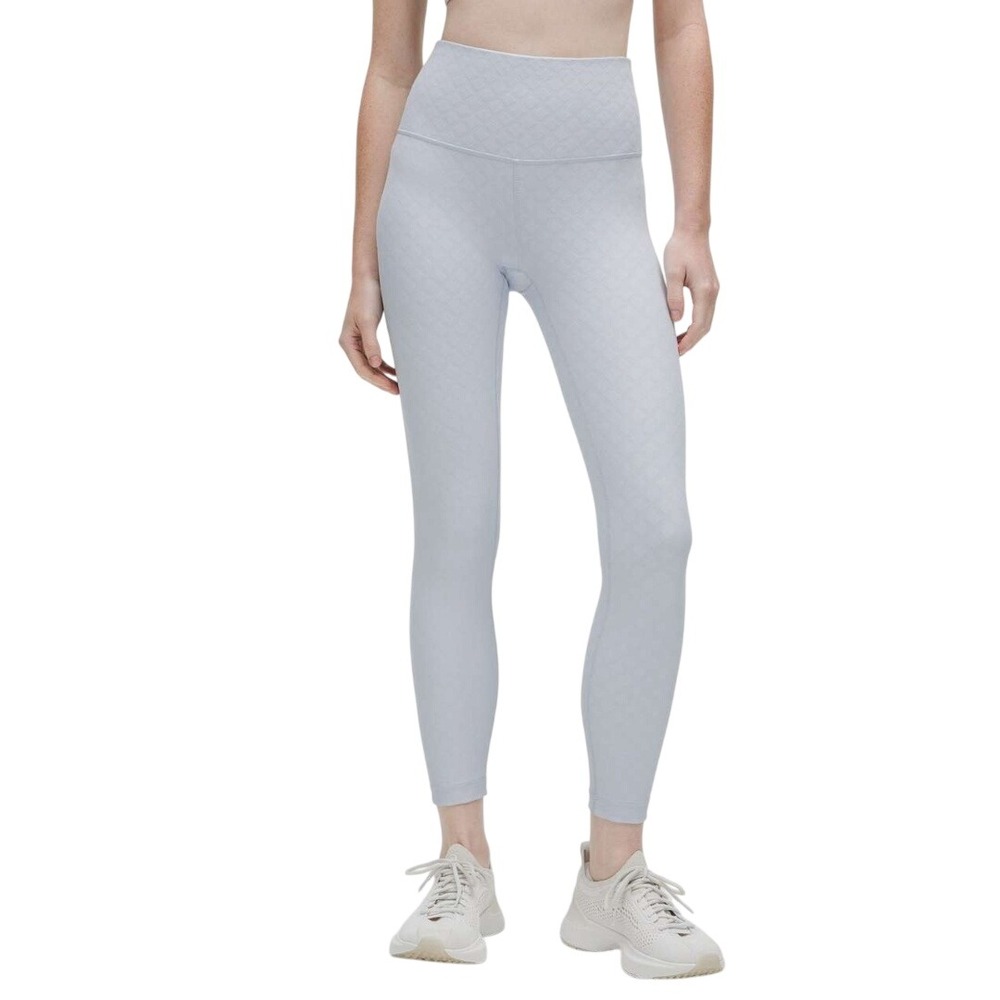 Lululemon‎ Starch Blue 3D Jacquard Diamond Train High Rise 25" Tight Size 10